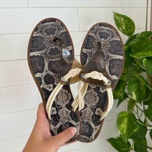 Sperry Snake Print Rope Thong Flip Flop Sandals Brown Beige Women’s 9